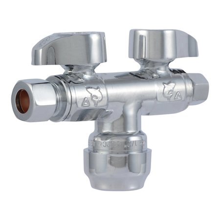 Sharkbite 1/2 in. Compression X 3/8 in. Compression Brass Dual Shut-Off Valve SBDS123814